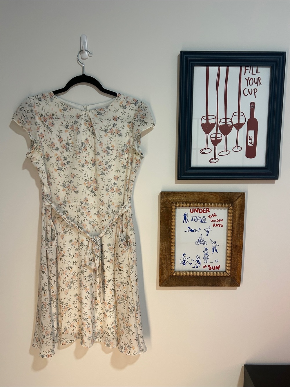 White Floral Tie-Waist Dress with Pockets!